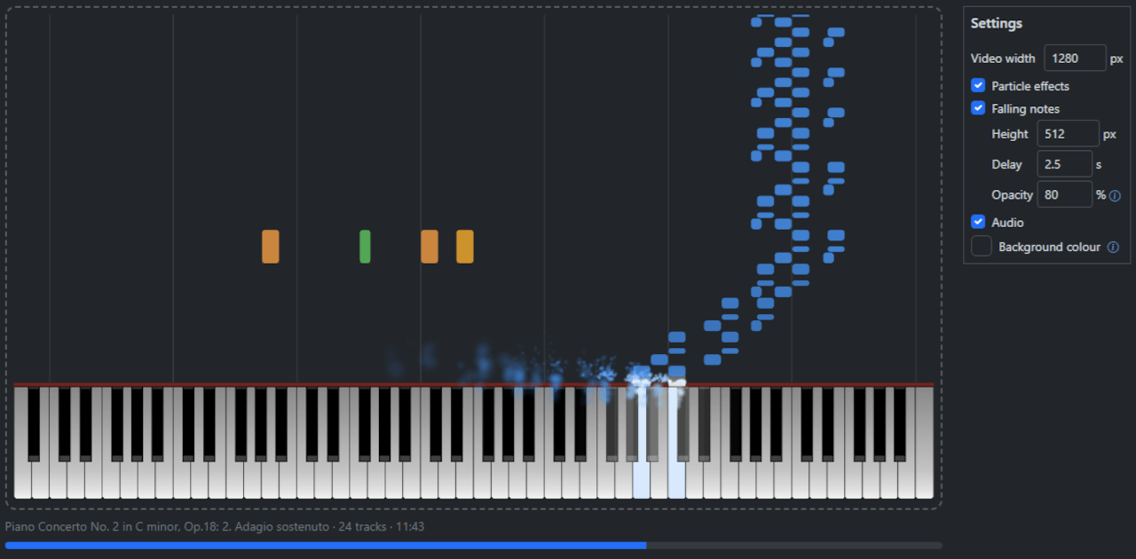 Midi2Vidi - Online MIDI Piano Visualizer & Video Export with Falling Notes